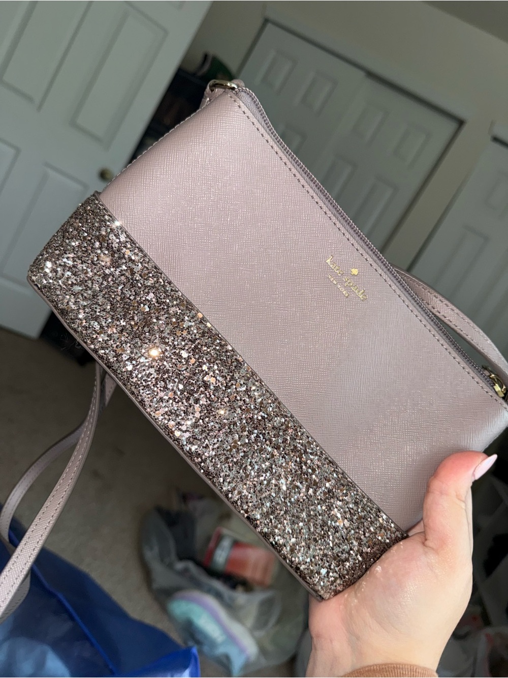 kate spade Dusty Rose Glitter Bottom Crossbody Bag